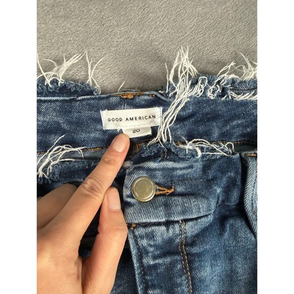 Good American Jeans Size 20 Good Legs Plus Size Frayed Denim 90s Wash - Picture 3 of 8